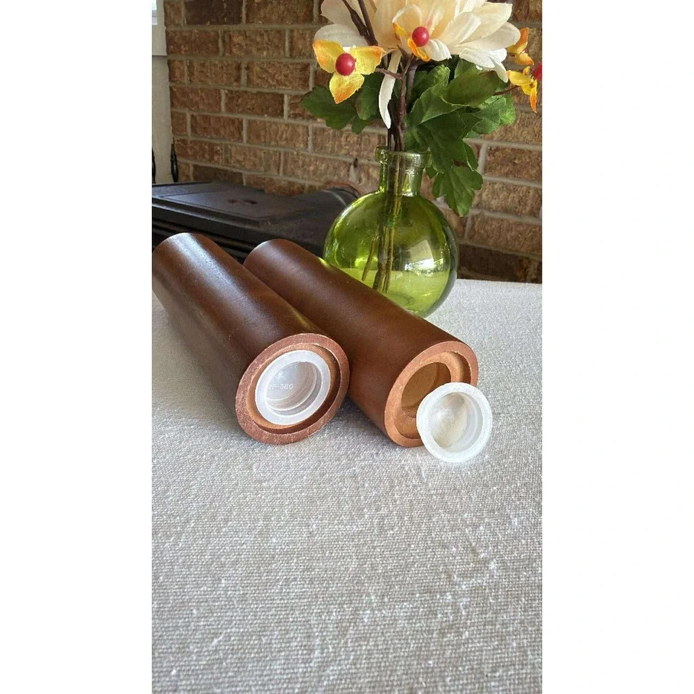 Vintage Danish Style Wood Salt & Pepper Shakers MCM Minimalist Scandinavian 6in